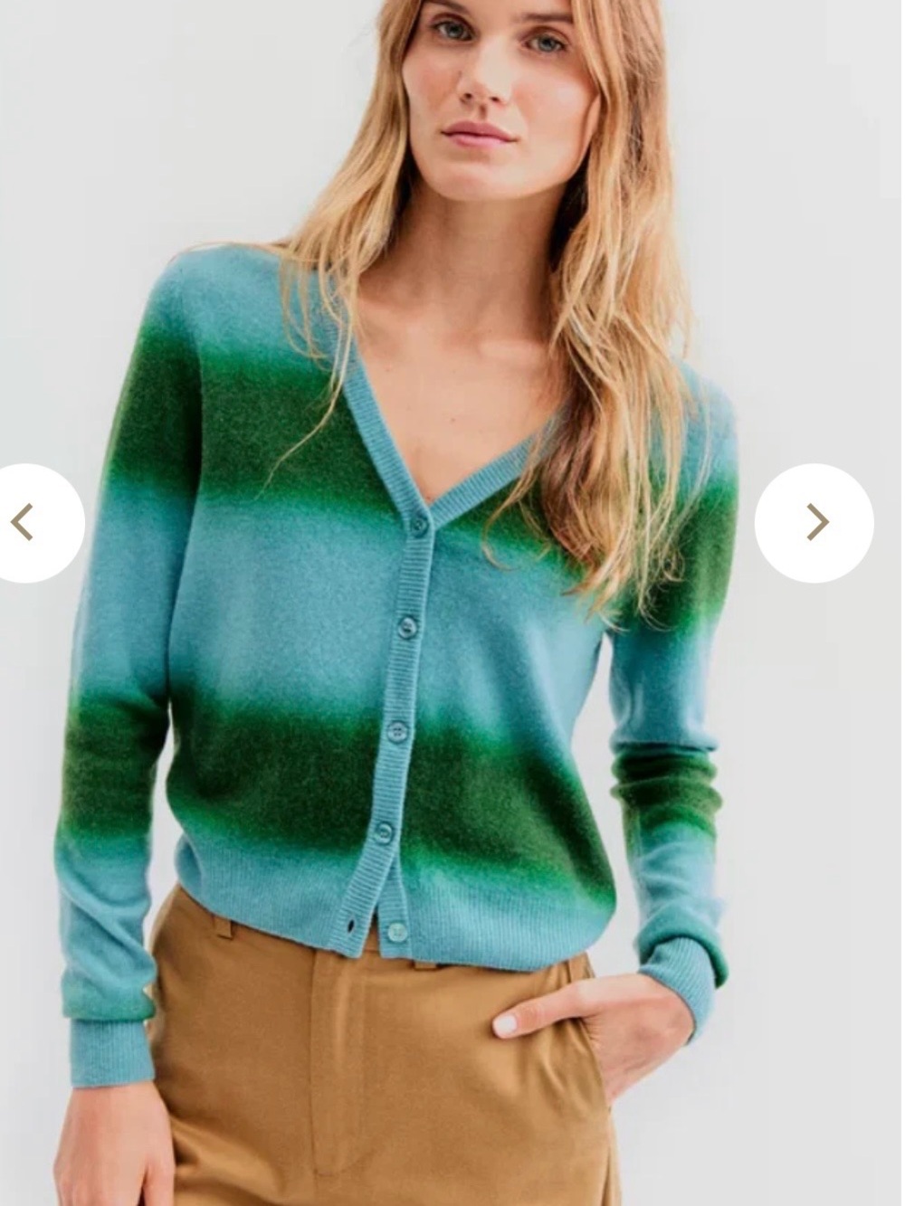 KULE Green Ombre V-Neck Cardigan